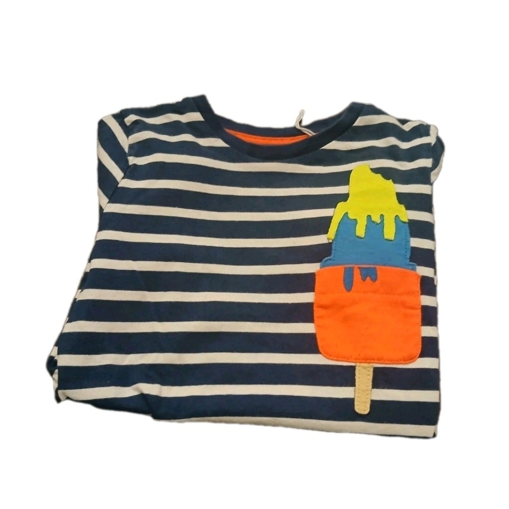 Mini Boden Colorful Boy's Short Sleeve Shirt Blue White Stripes Popsicle Size:4 - Picture 5 of 7